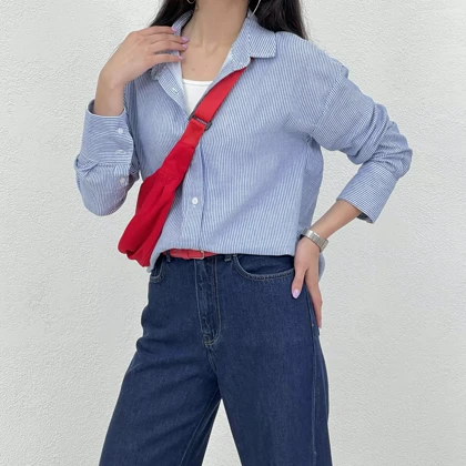 شومیز زنانه لینن آستین سه دکمه