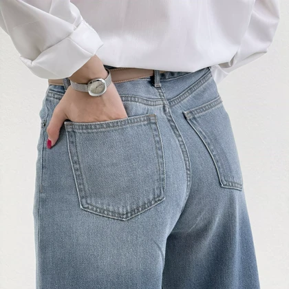 شلوار جین بگی طوسی آبی