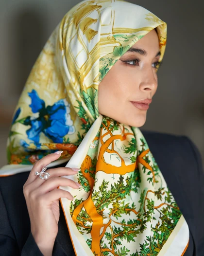 روسری ابریشم توییل دوردستدوز (قواره صد) 30166