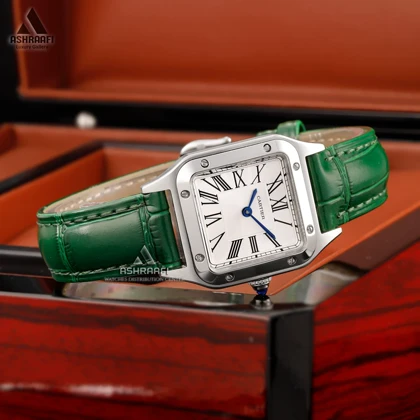 ساعت زنانه کارتیه سبز Cartier Santos-Dumont SSG28
