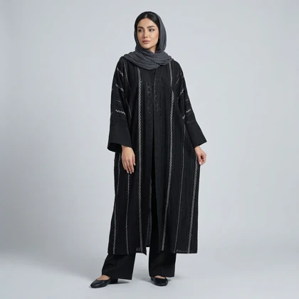 مانتو زنانه عبایی مجلسی راه راه