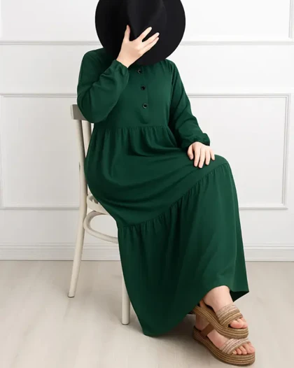 پیراهن نخی جلو دکمه دار 6943