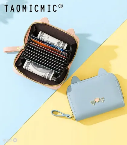 کیف پول و جاکارتی زنانه زیپ‌دار Taomicmic تائومیک میک طرح گربه گوش‌دار