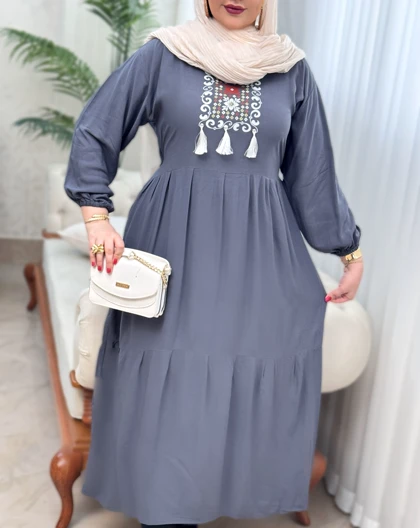 پیراهن نخی بنفشه 3085