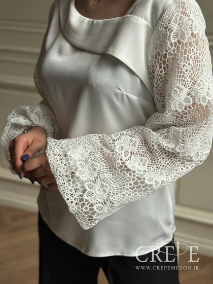 شومیز ساتن آستین گیپور