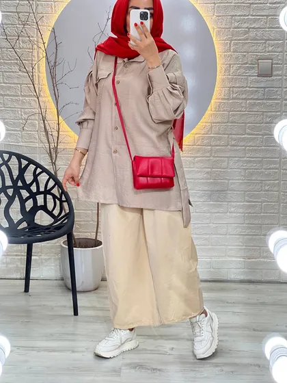مانتو تابستانه دکمه چوبی