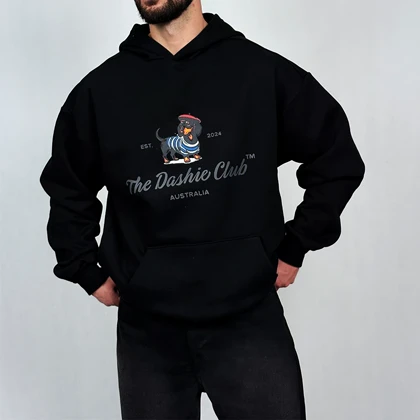 هودی مردانه مشکی پنبه سه نخ طرح dog