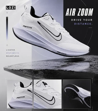 کفش کتانی بزرگ پا سفید نایک NIKE air zoom مدل 8290