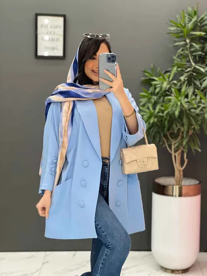مانتو یقه آرشال آستین دودکمه