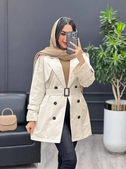 بارانی شش دکمه ژیله گرد کوتاه