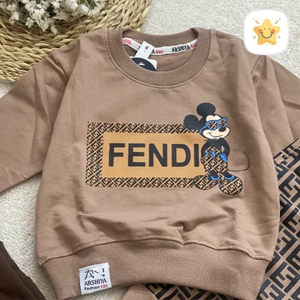 بلوز شلوار پسرانه Fendi تمام پنبه 1 تا 8 سال جنس عالی