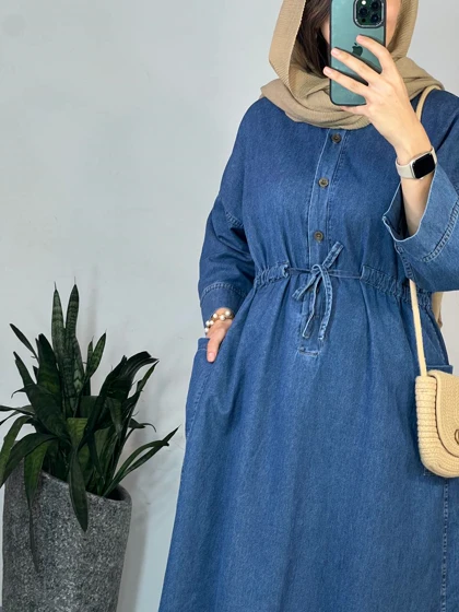 مانتو بلند جین کاغذی آنیسا
