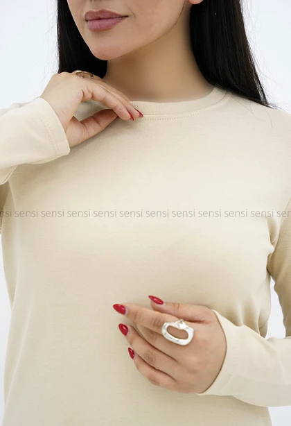 بلوز زنانه یقه گرد آستین بلند کد1005068