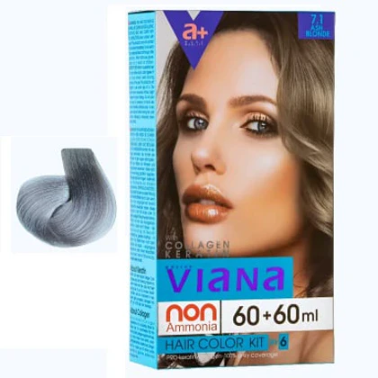 کیت رنگ مو ویانا رنگ بلوند خاکستری شماره 7.1 حجم 120 میل