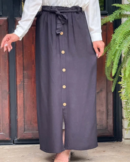 دامن تک‌رنگ نخی جلو دکمه 7024