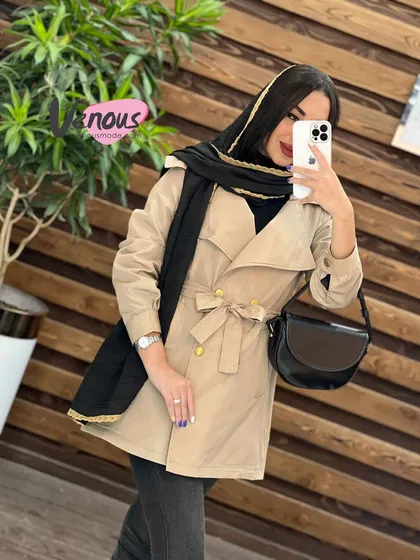 بارانی چهاردکمه یقه پهن