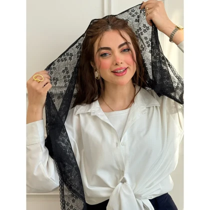 اسکارف گیپور سه گوش لبه دانتل