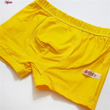شورت پنبه‌ای پسرانه کوزا مدل پادار زرد کد 4595