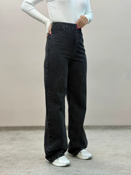 شلوار جین نیمبگ ذغالی تیره 6168