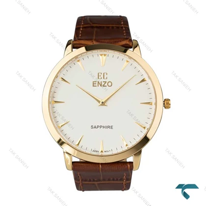 ساعت مردانه Enzo بند چرم قهوه ای EC-1702GEG قاب استیل طلایی Enzo-8109-G