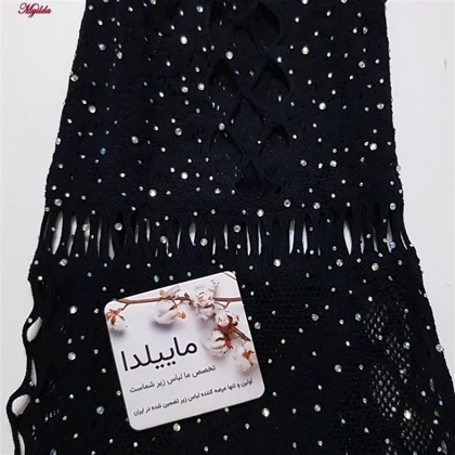 سرهمی فانتزی زنانه مدل نگین‌دار کد 4860-7203 رنگ مشکی