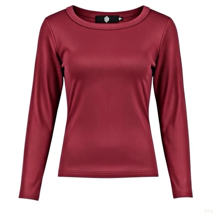 بلوز آستین بلند زنانه پپا مدل Roundneck رنگ آلبالویی