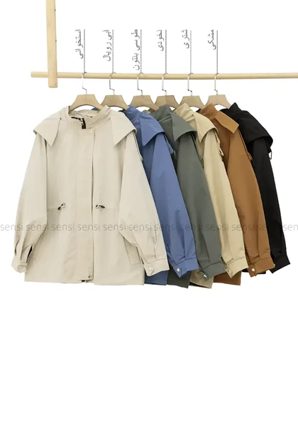 بارانی کتان tc کلاه دار کد1004944