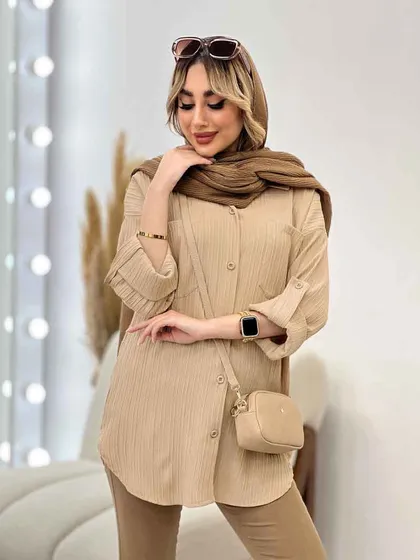 شومیز کراش آستین بند دار