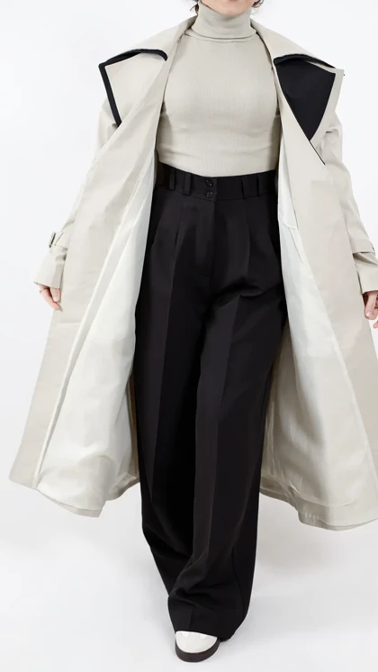 بارانی دو یقه بلند آستردار