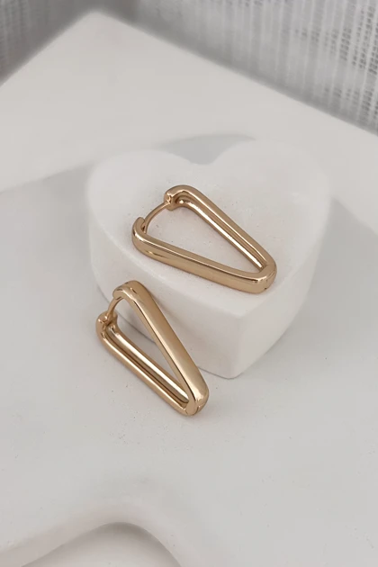 گوشواره آویز مثلثی طلایی ژوپینگ 690 کد 690