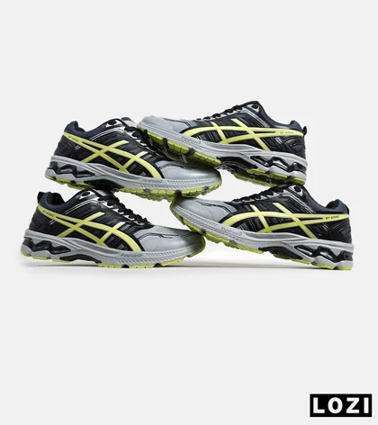 کفش کتانی مردانه مشکی طوسی لیمویی ASICS GT 2000