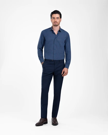 ام کی کالکشن پیراهن آستین بلند mk-22628-blue-red