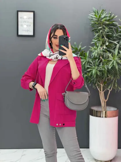 مانتو لینن آستین پاگن دو جیب