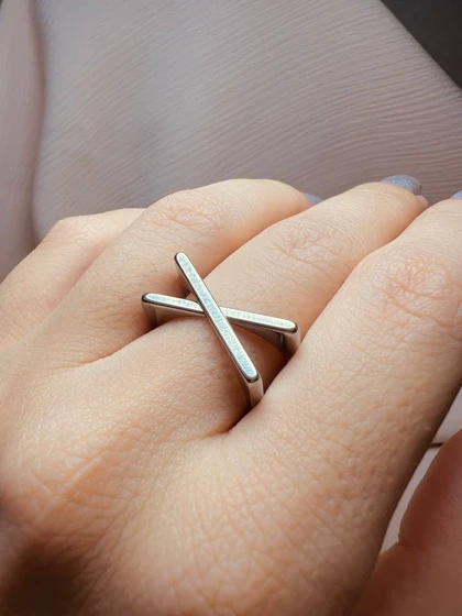 انگشتر ضربدری استیل