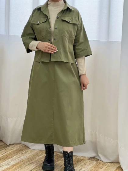 ست کت و دامن کتان کد 3244