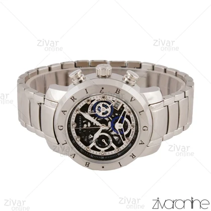 ساعت بولگاری زنانه سه موتوره نقره ای صفحه مشکی 105726