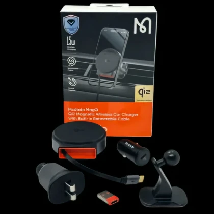 هولدر وایرلس 15وات و شارژر فندکی با کابل جمع شونده مک دودو CH-009
