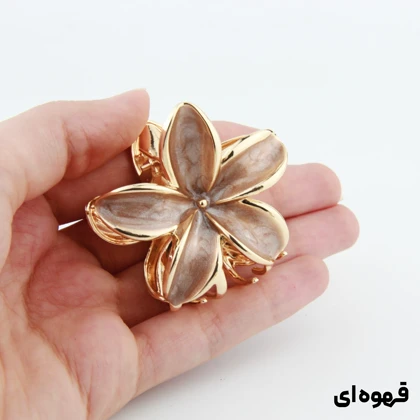 کلیپس دخترانه فلزی مدل گل دور طلایی
