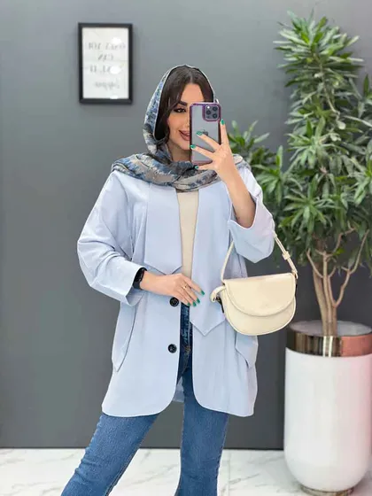 مانتو یقه کراواتی جیب پاگن دار