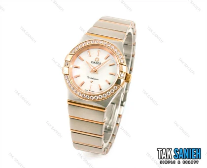 ساعت امگا کانسلیشن دورنگ رزگلد نگین‌دار خطی Omega-1496-L