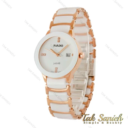 ساعت رادو زنانه سرامیکی دورنگ رزگلد سفید Rado-5018-L
