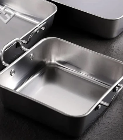 تابه سرو مربع استیل دسته دار سیلور