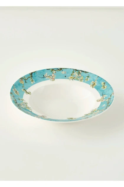 بشقاب پاستا Bella Maison مدل Van Gogh Almond Blossom چینی - فیروزه‌ای