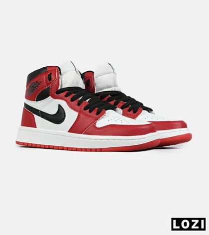 کفش کتانی ساق‌دار مردانه و زنانه قرمز مشکی NIKE jordan 1 مدل 8279