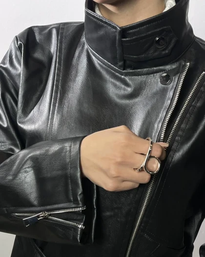 کت چرم یقه دکمه کد 100155