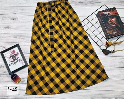 دامن چهارخونه پشمی قد 90 کد 50138