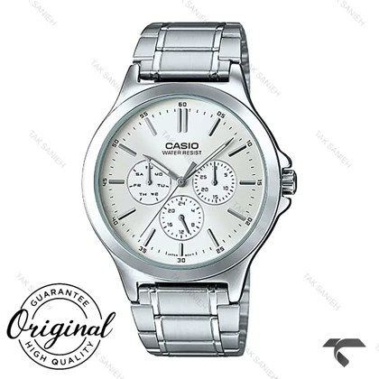 ساعت کاسیو مردانه MTP-V300D-7A فول دیت نقره ای Casio-10418-G