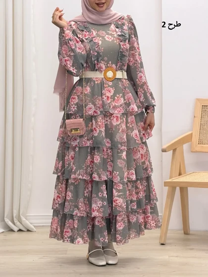 4241-پیراهن طبقه‌ای رز