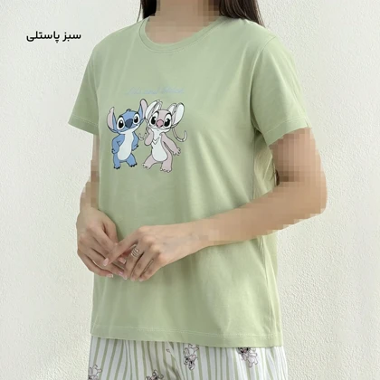 تیشرت زنانه لایلو و استیچ پاستلی | آی بولک