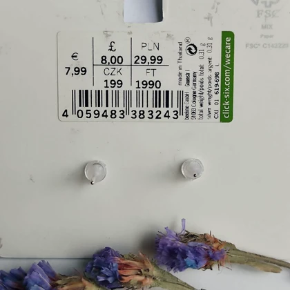 گوشواره میخی نقره استرلینگ 925 طرح برگ ظریف (برند سیکس)